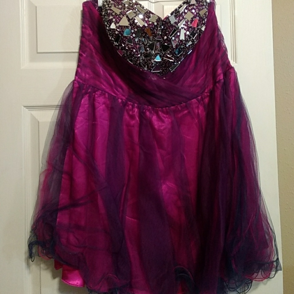 Purple and pink prom dress